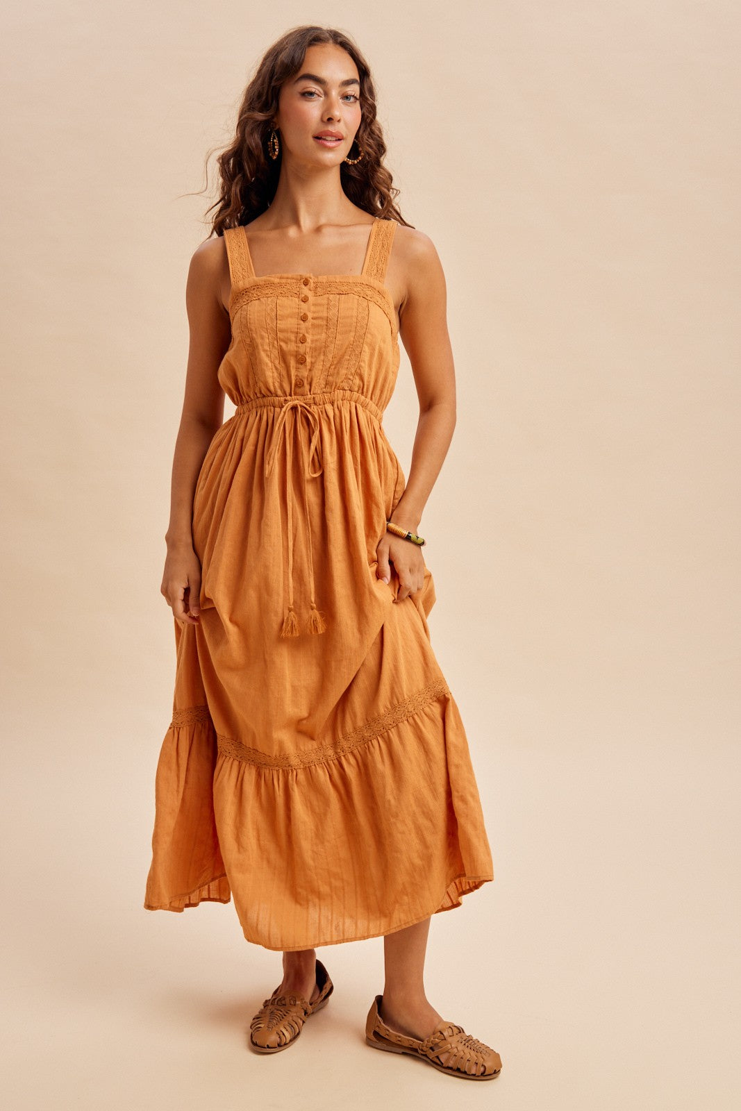 Sundial Lace Accent Midi Dress