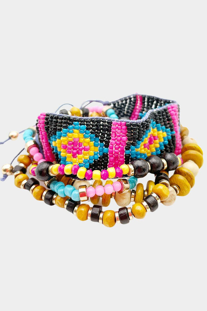 Boho Black Pattern Bracelet Stack