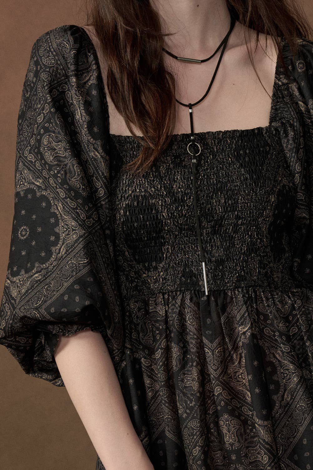 Moody Bandana Smocked Maxi Dress