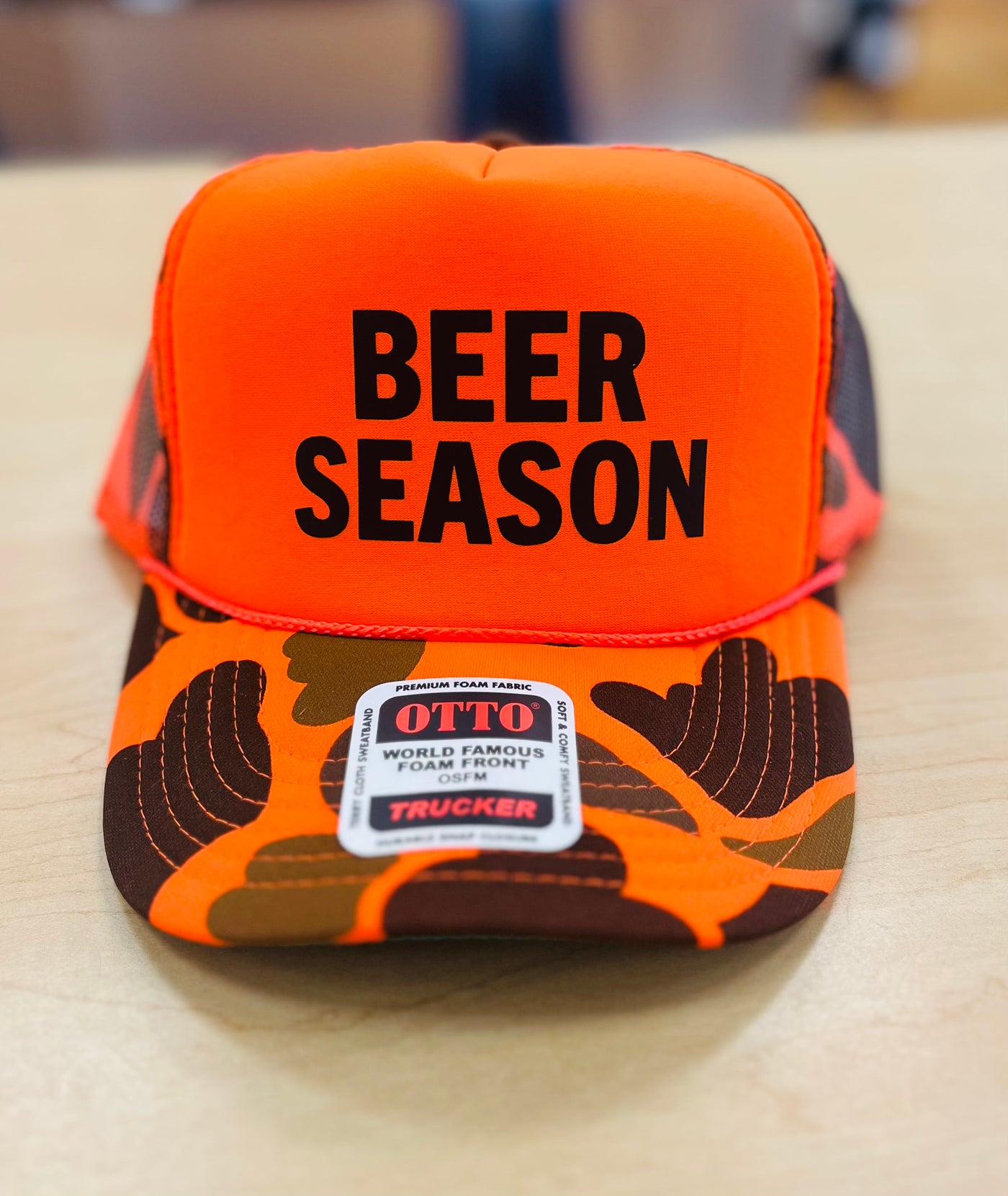 Beer Season Neon Orange Camo Hat