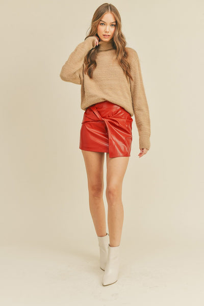 Red Rocker Faux Leather Skirt