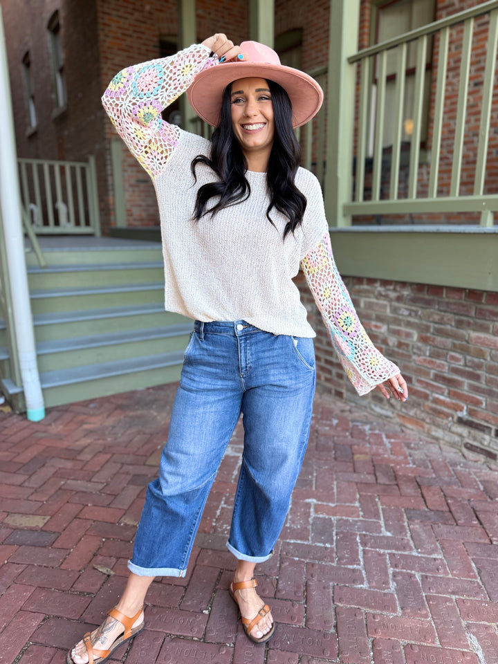 Reagan Slouchy Crop Barrel Jeans by Risen