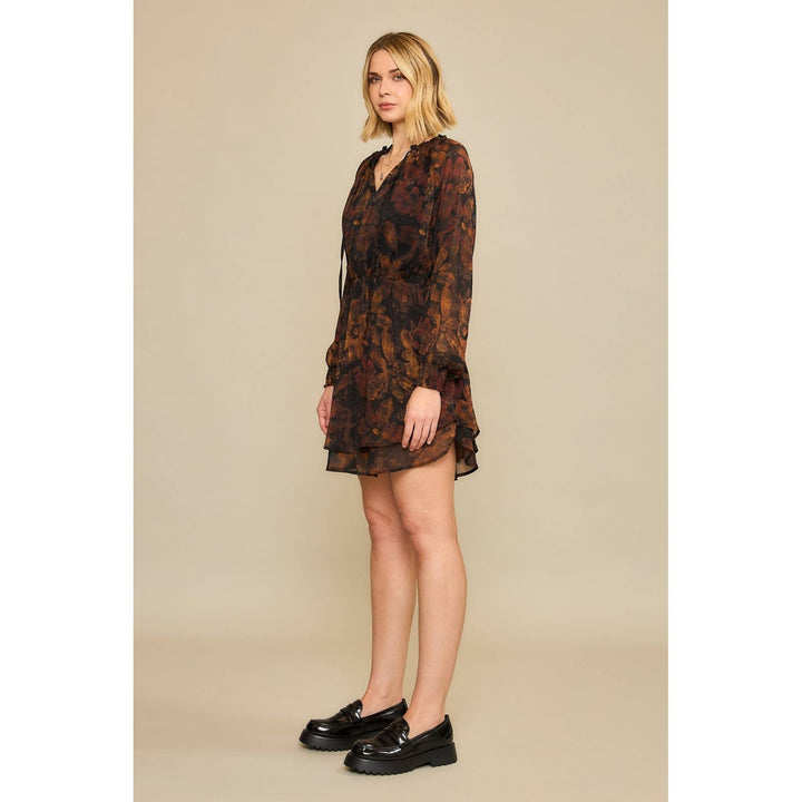 Black Pressed Floral Midi Dress
