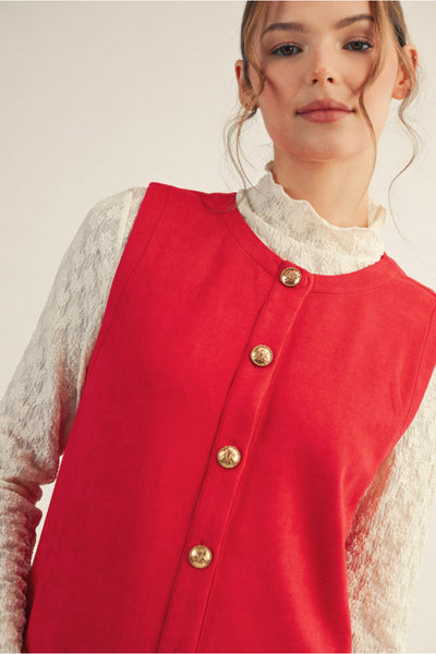 Red Faux Suede Shift Dress