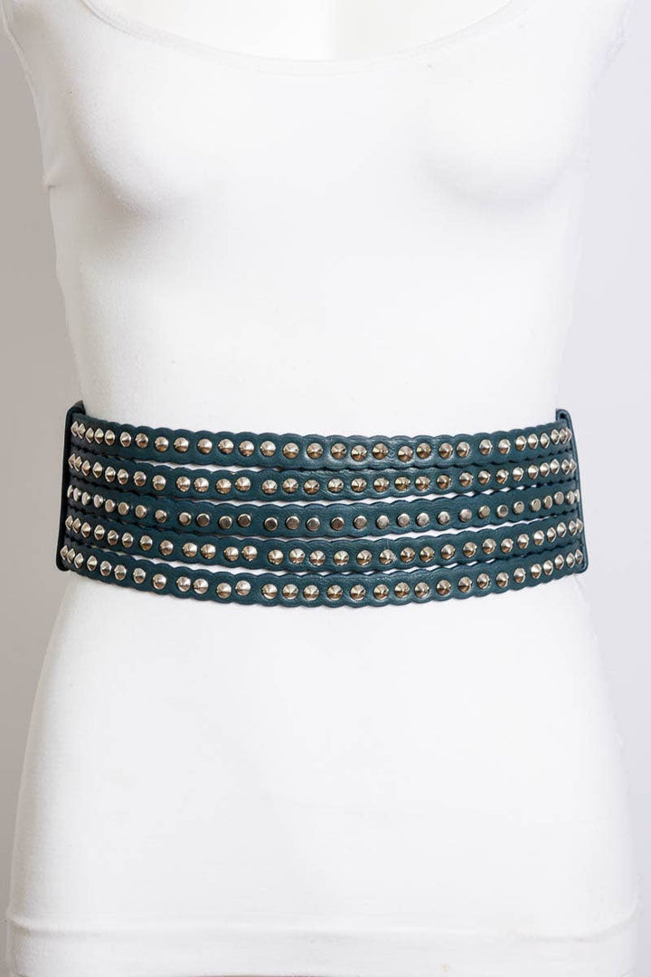 Studded Teal Row Belt