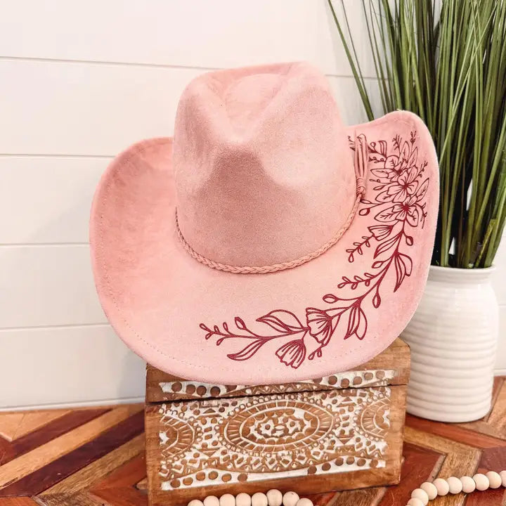 Dusty Pink Floral Cowboy Hat