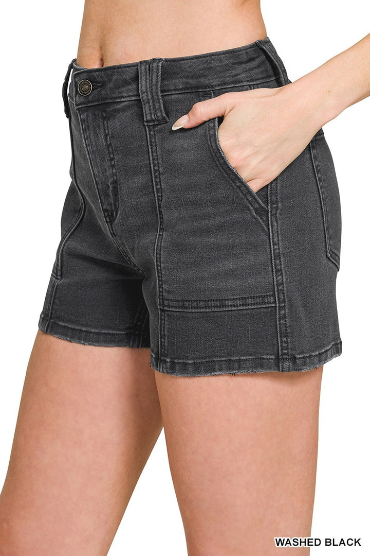 Ash Black Utility Pocket Shorts