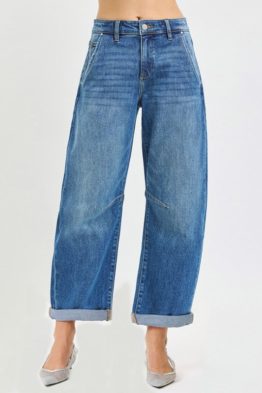 Reagan Slouchy Crop Barrel Jeans by Risen