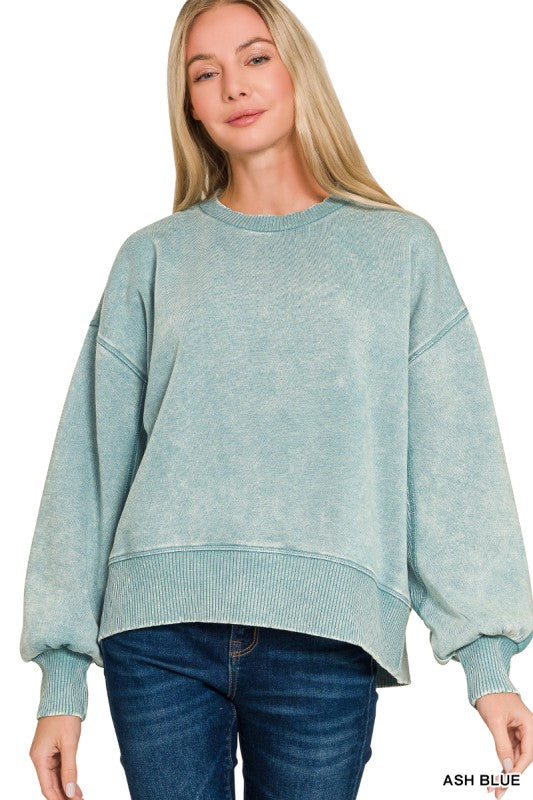 Allie's Cozy Acid Washed Fleece Pullover (3 colors)