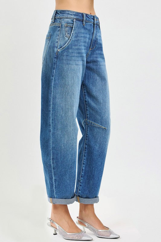 Reagan Slouchy Crop Barrel Jeans by Risen