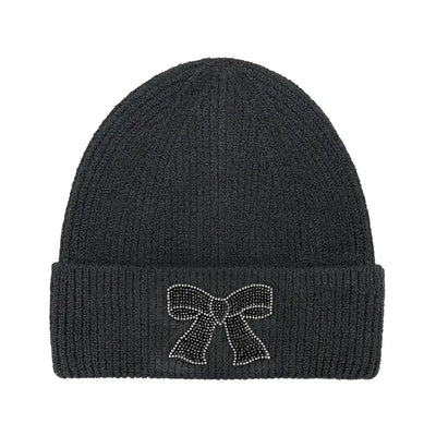 Rhinestone Ribbon Embellishment Beanie