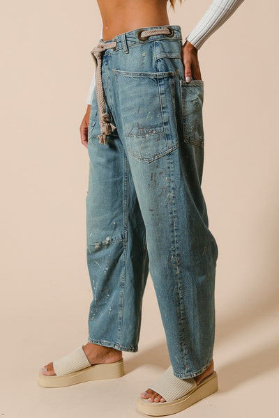 Belted Drip Paint Pants