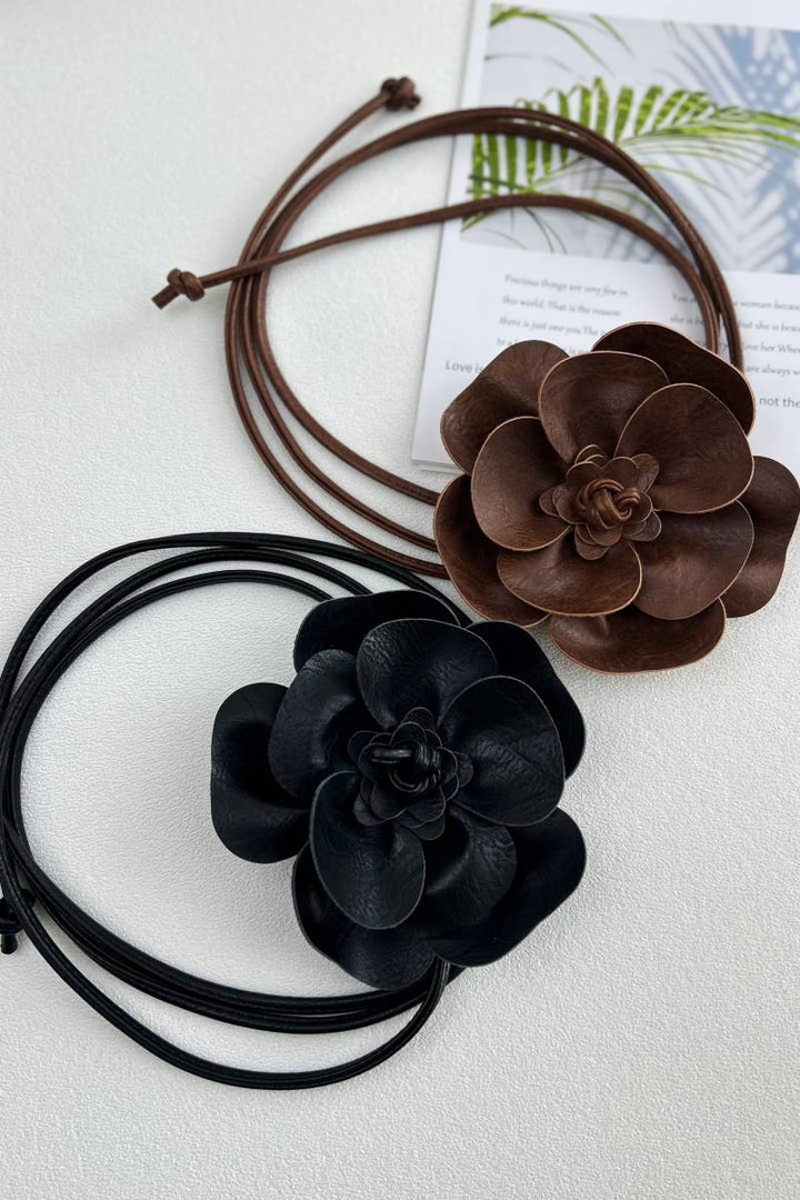 Bohemian Leather Flower Pendant Layered Belt (2 Colors)