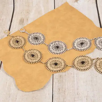 Stone Sunburst Metal Concho Belt