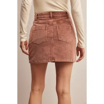 Dusty Terracotta Corduroy Mini Skirt