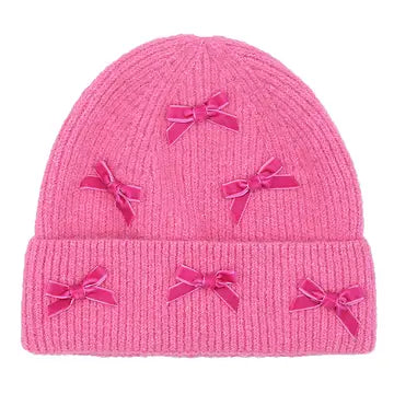 Mini Velvet Bow Beanie