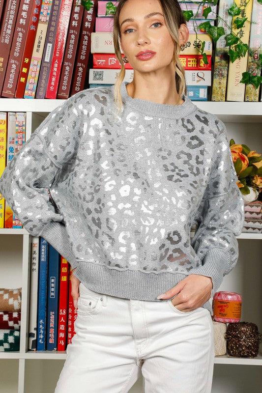 Wild Side Silver Foil Leopard Sweater