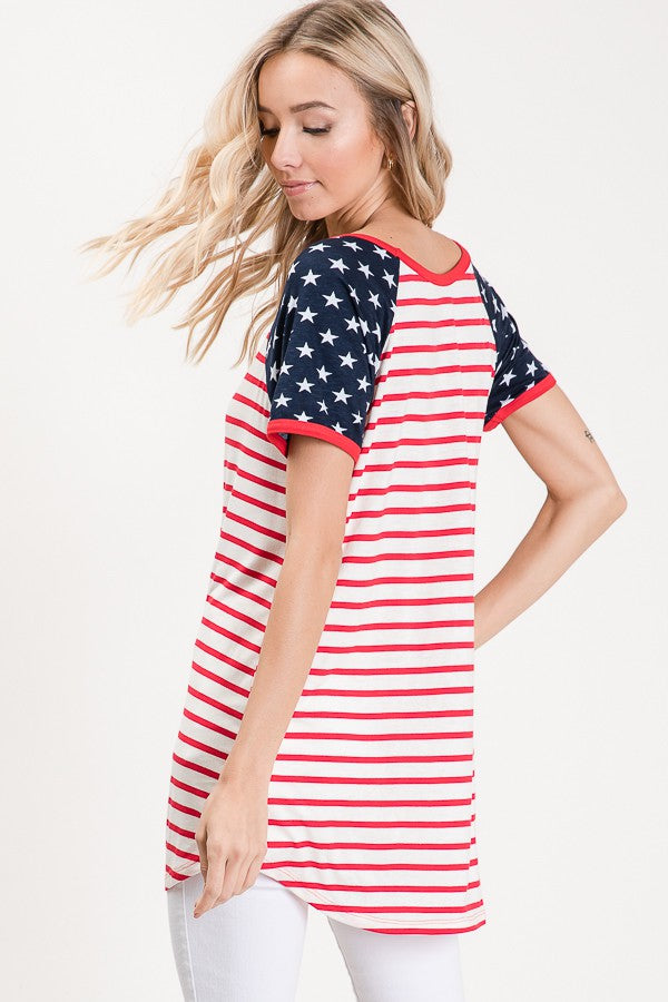 Patriotic Spirit Stripe & Star Top