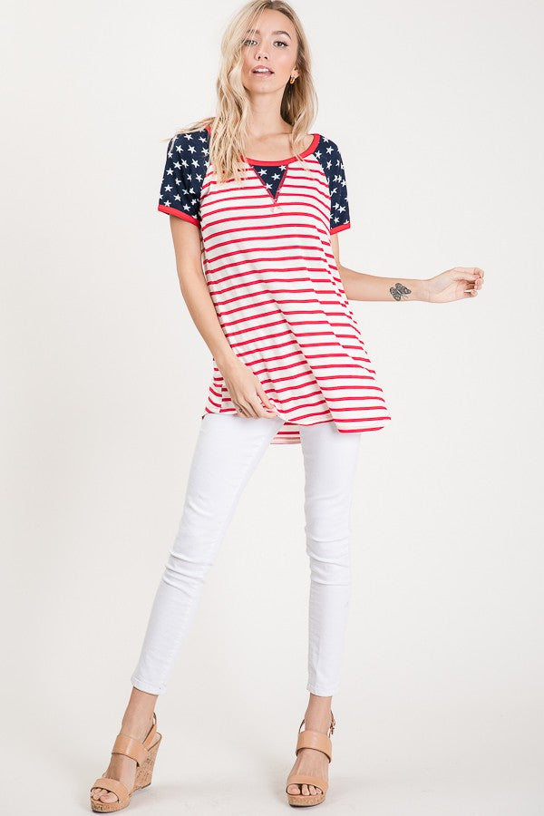 Patriotic Spirit Stripe & Star Top