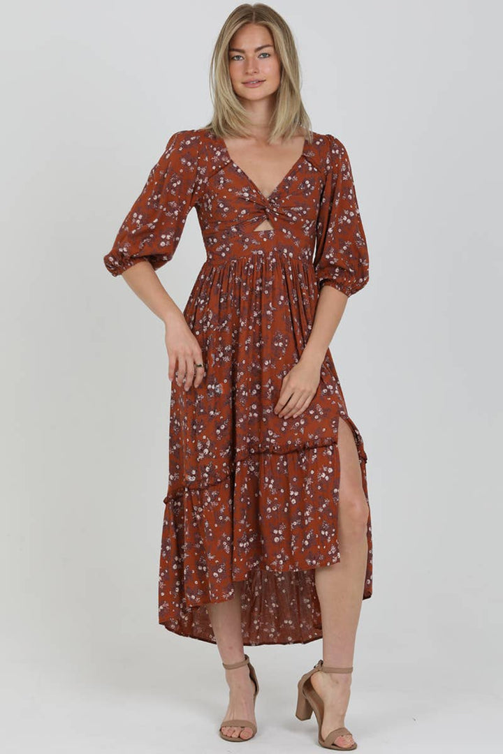 Fall Feel Brown Maxi Dress