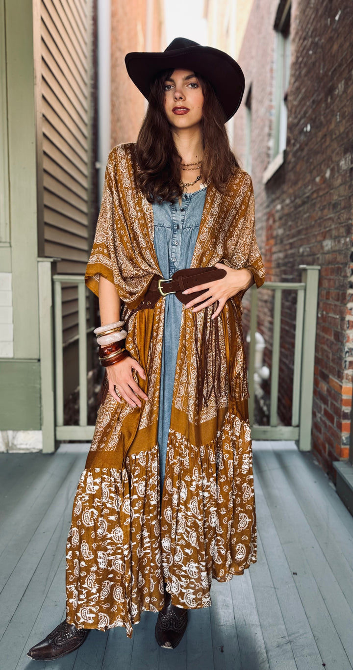 Airy Paisley Drape Kimono