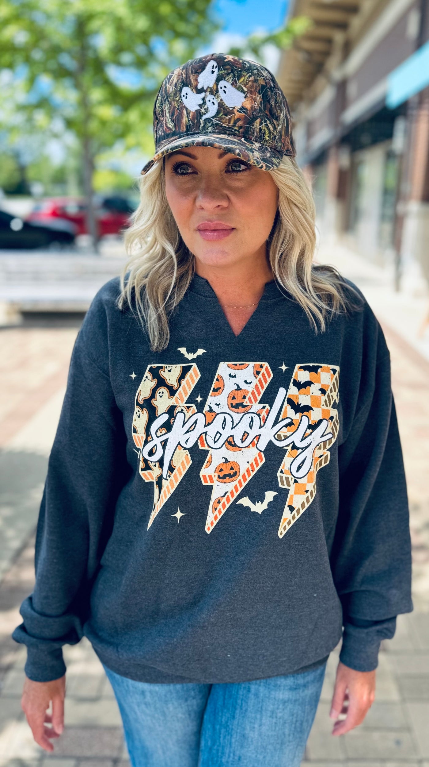 Spooky Lightning Split Neck Fleece