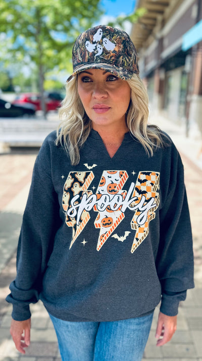 Spooky Lightning Split Neck Fleece