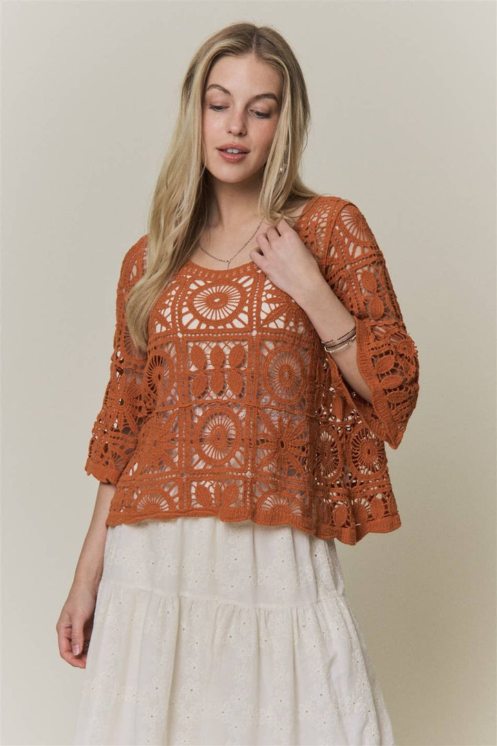 Rustic Bloom Crochet Top