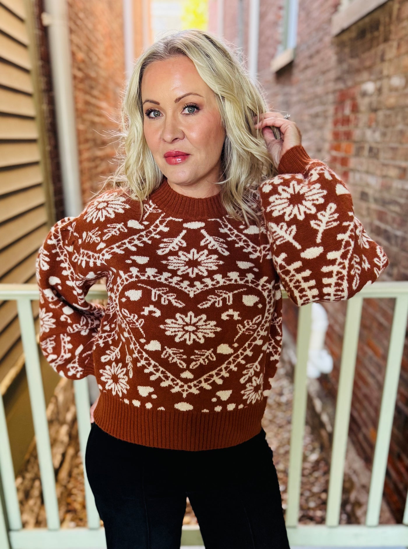 Jacquard Heart Sweater - Butternut