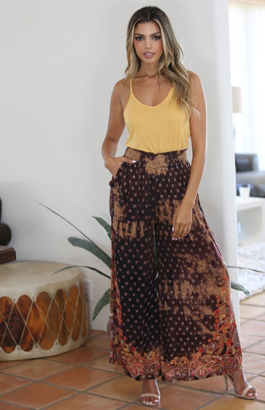 Bleach Tie-Dye Wide Leg Pants