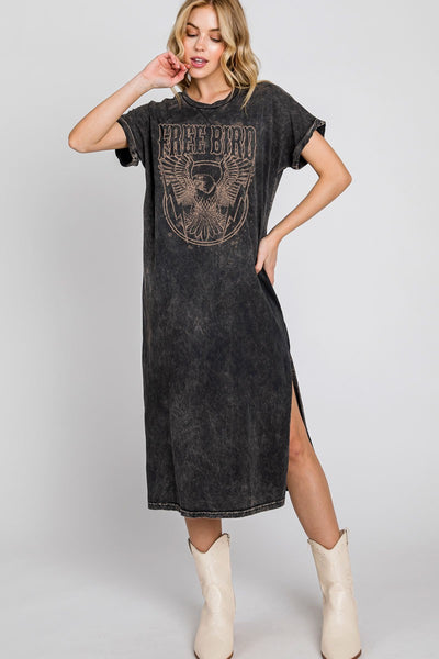 Mineral Black Free Bird T-Shirt Dress