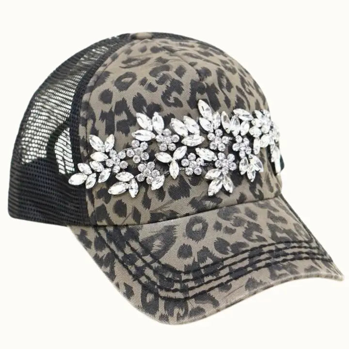 Floral Glitz Leopard Trucker Hat