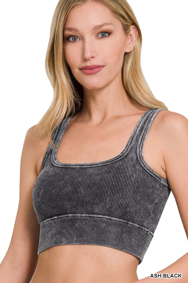 Washed Ribbed Seamless Bra Tank