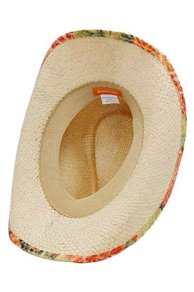 Floral Raffia Paper Straw Cowboy Hat