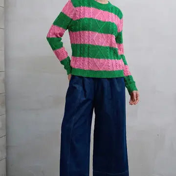 Spring Festive Strip Knit Sweater