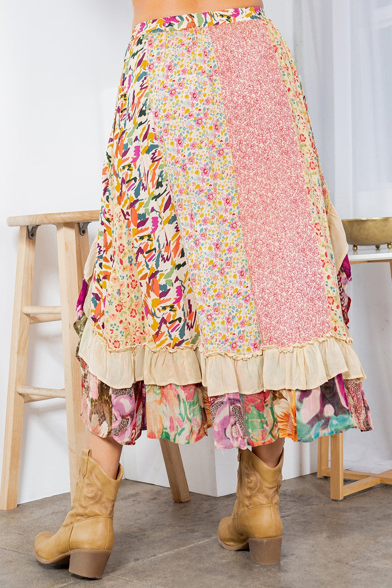 Whimsical Harmony Patchwork Skirt