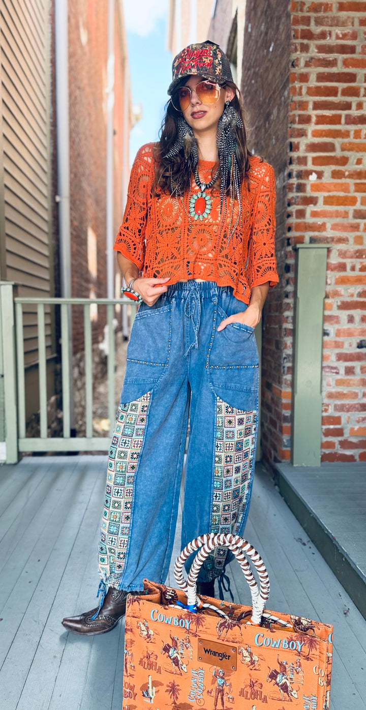 Jacquard Mix Washed Twill Pants