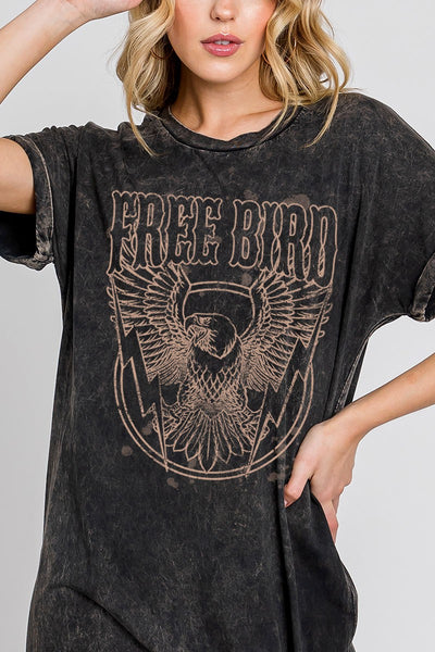 Mineral Black Free Bird T-Shirt Dress