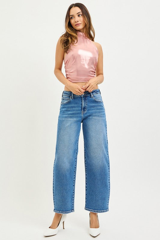 Amour Medium Wash Barrel Jean by Risen