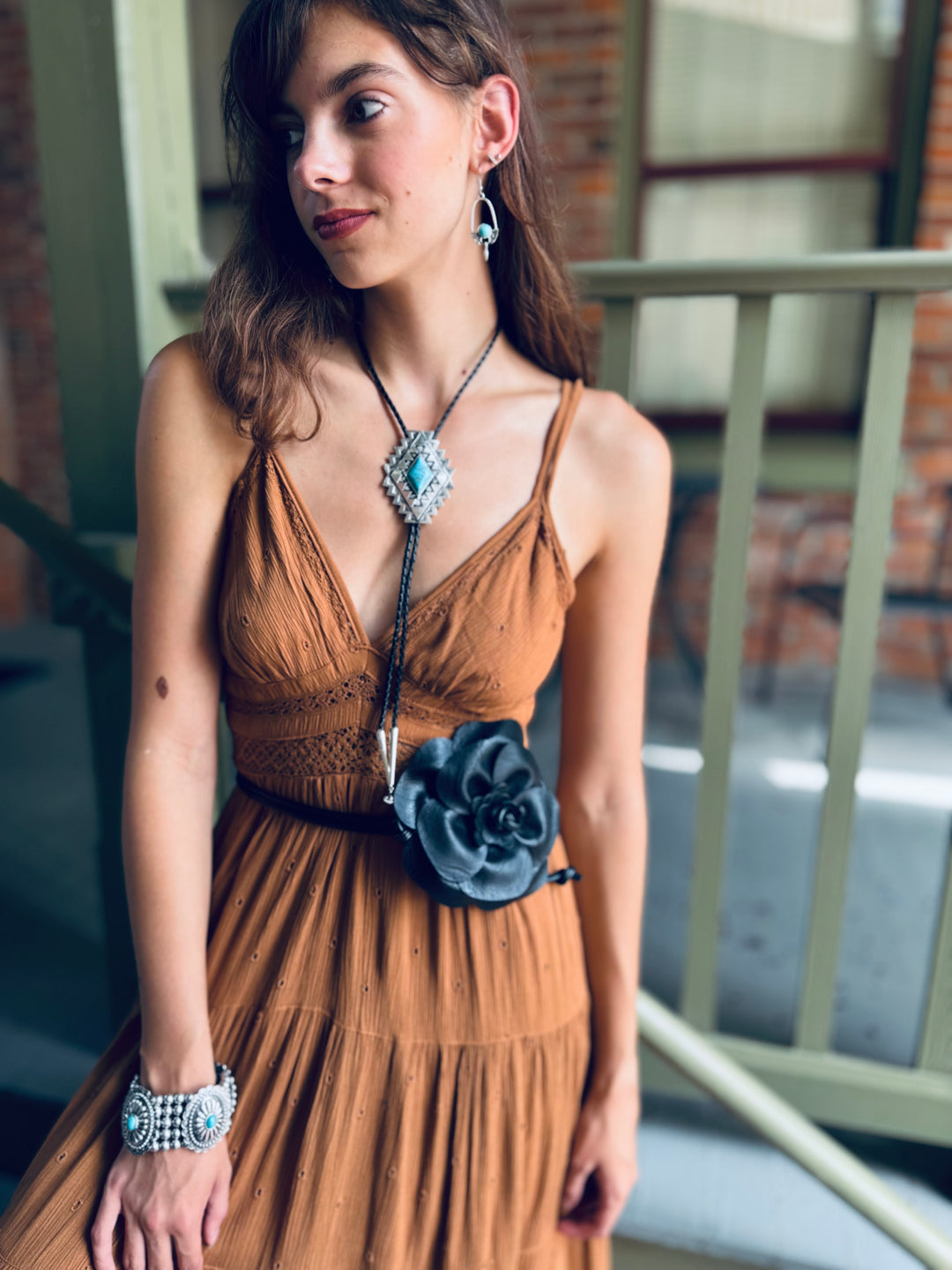 Bohemian Leather Flower Pendant Layered Belt (2 Colors)