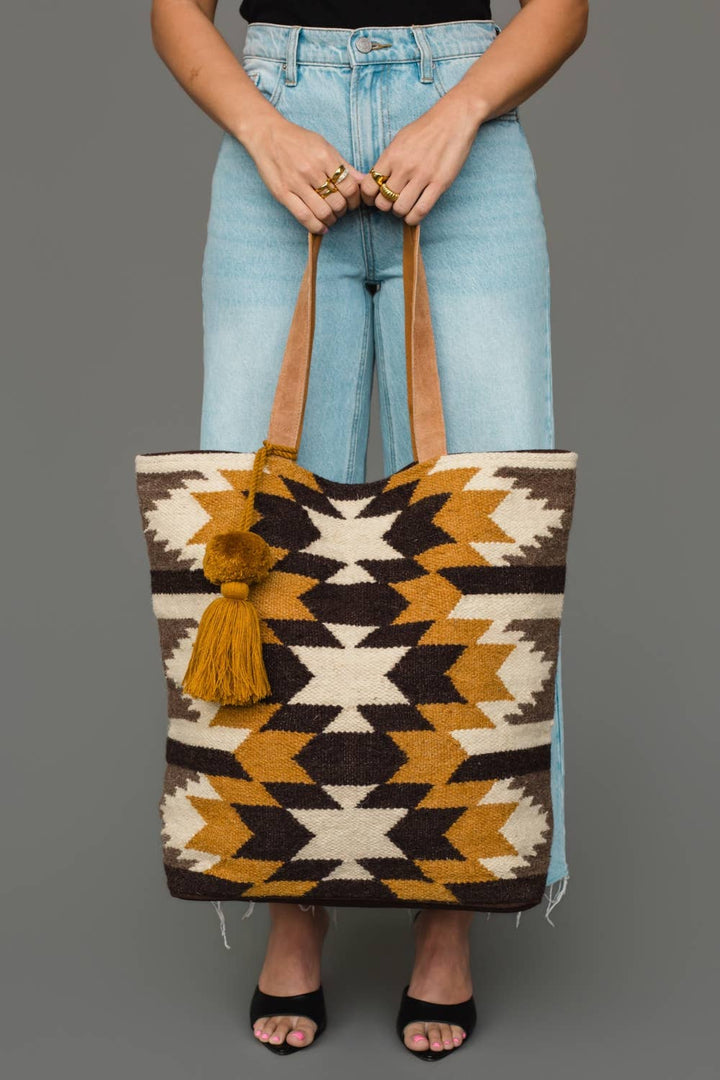Aztec Camel &amp; Black Western Tote