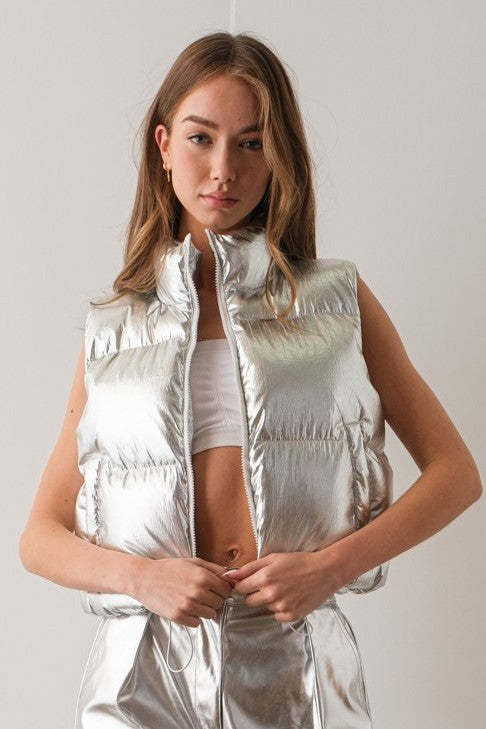 Silver Sofia Puffer Vest