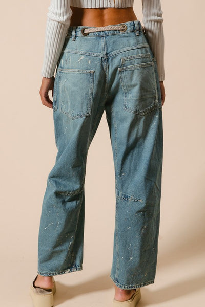 Belted Drip Paint Pants