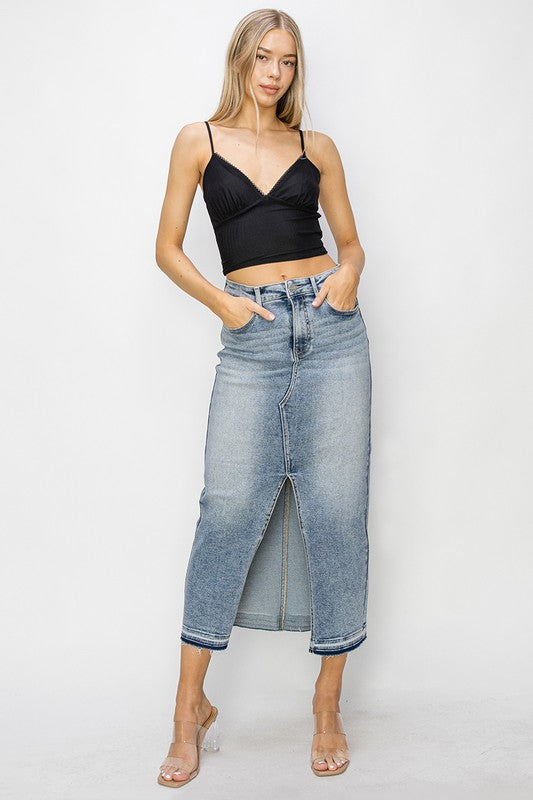 High Rise Open Maxi Skirt