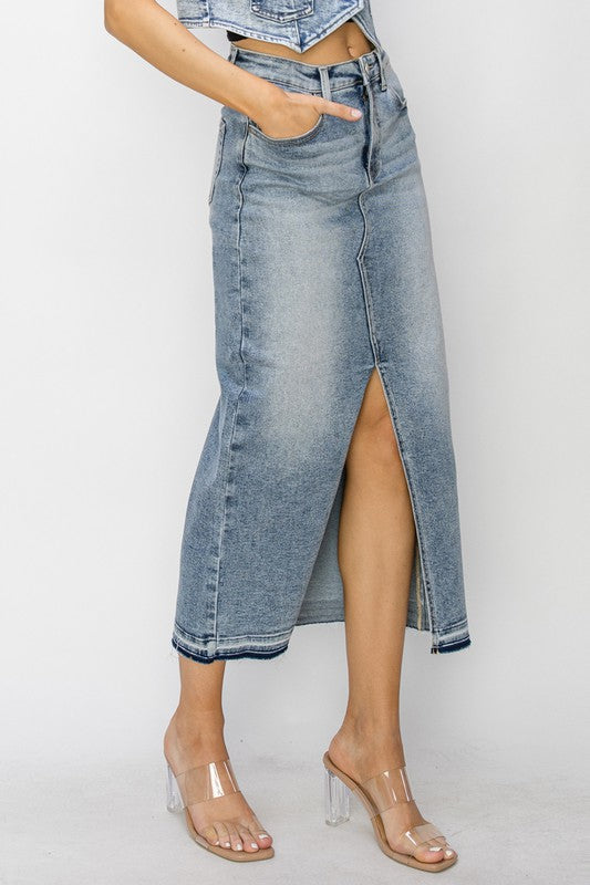 High Rise Open Maxi Skirt