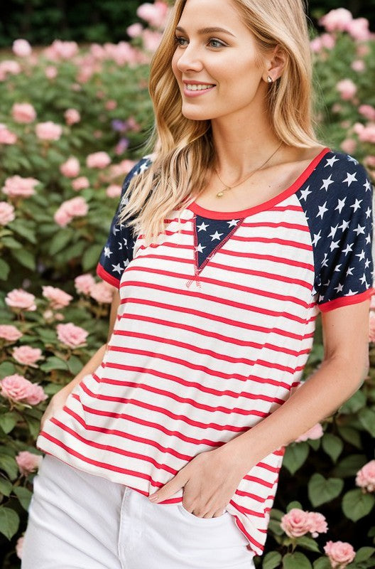 Patriotic Spirit Stripe & Star Top