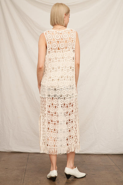 Bohemian Flair Crochet Tassel Mxi Vest