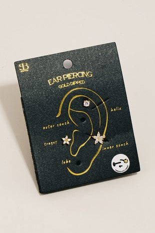 Gold Dipped Mini Flower Stud Earrings