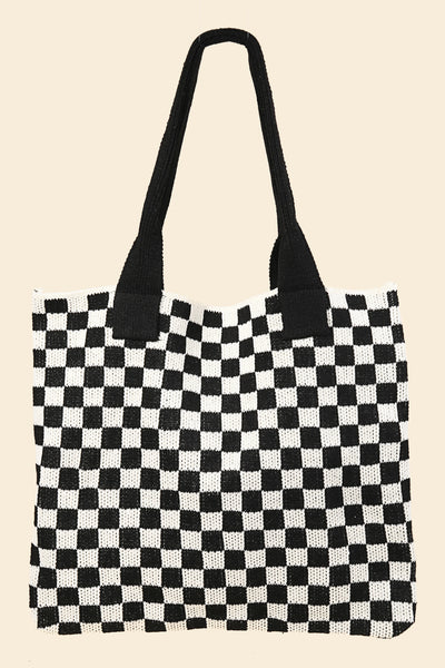 Black N White Checkered Tote Bag