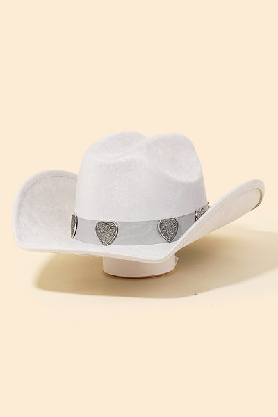 Engraved Heart Charm Cowboy Hat (3 Colors)